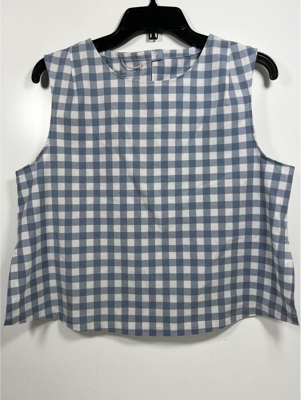Wayre Boxy Shift & Snap Tank Sz M Blue Plaid Travel Top Preppy Quiet
